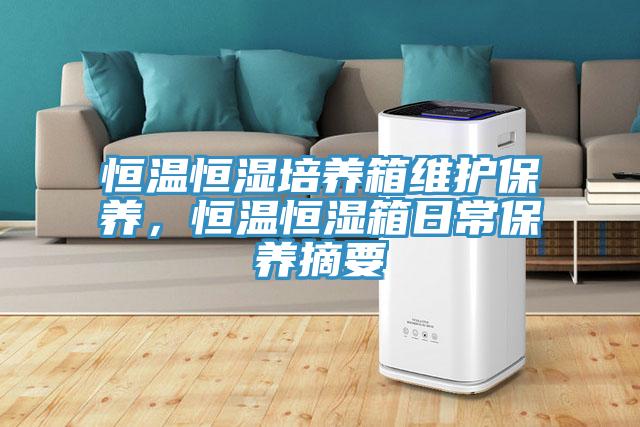 恒温恒湿培养箱维护保养，恒温恒湿箱日常保养摘要